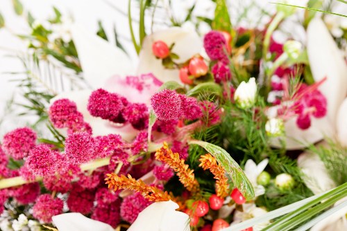 Florist arranging flowers in the shop.